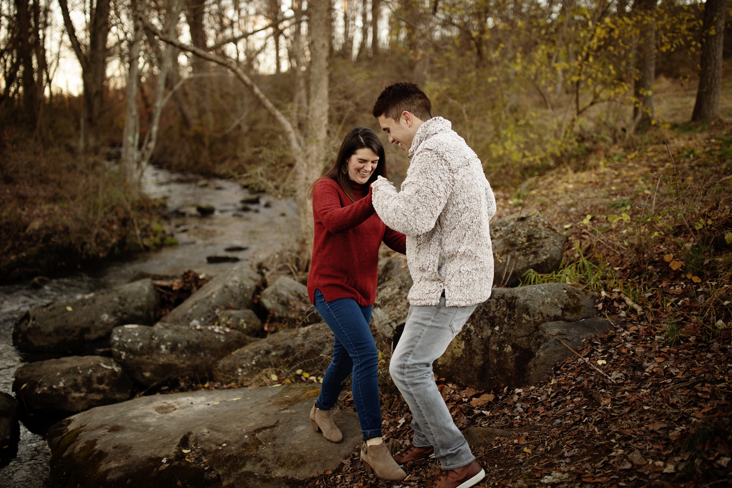 Wilmington Delaware Engagement Photographers in late fall at golden hour taken by Janae Rose Photography, East Coast Based Destination Wedding Photographers