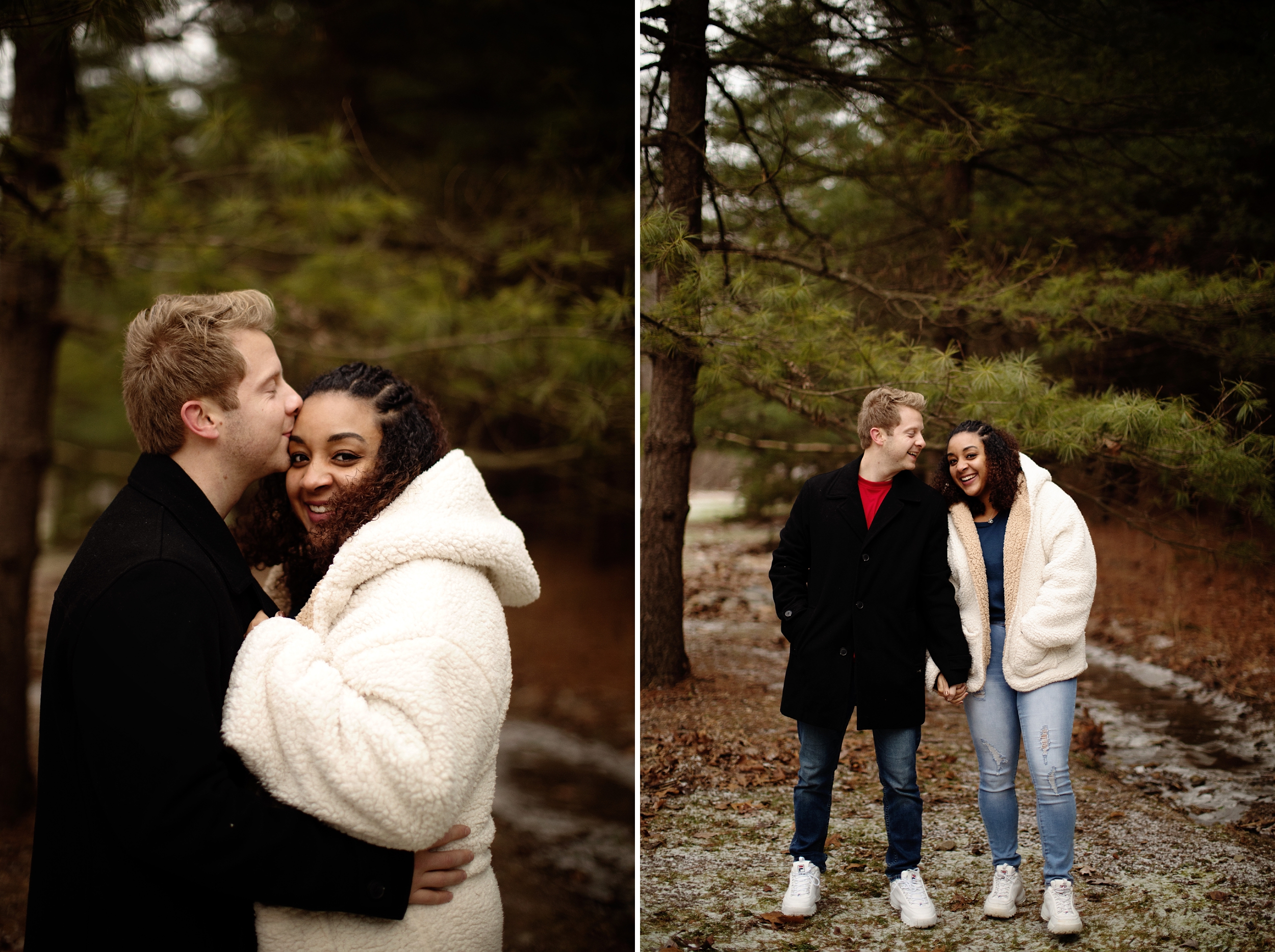 Snowy Forest Engagement Photos in Hershey, PA