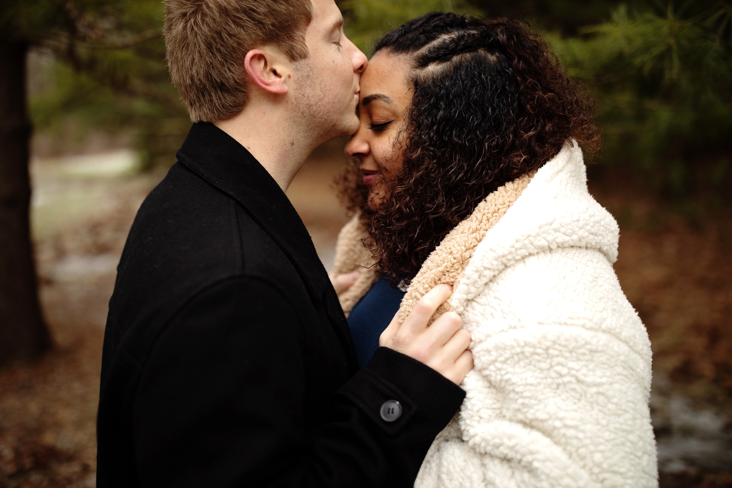 Snowy Forest Engagement Photos in Hershey, PA