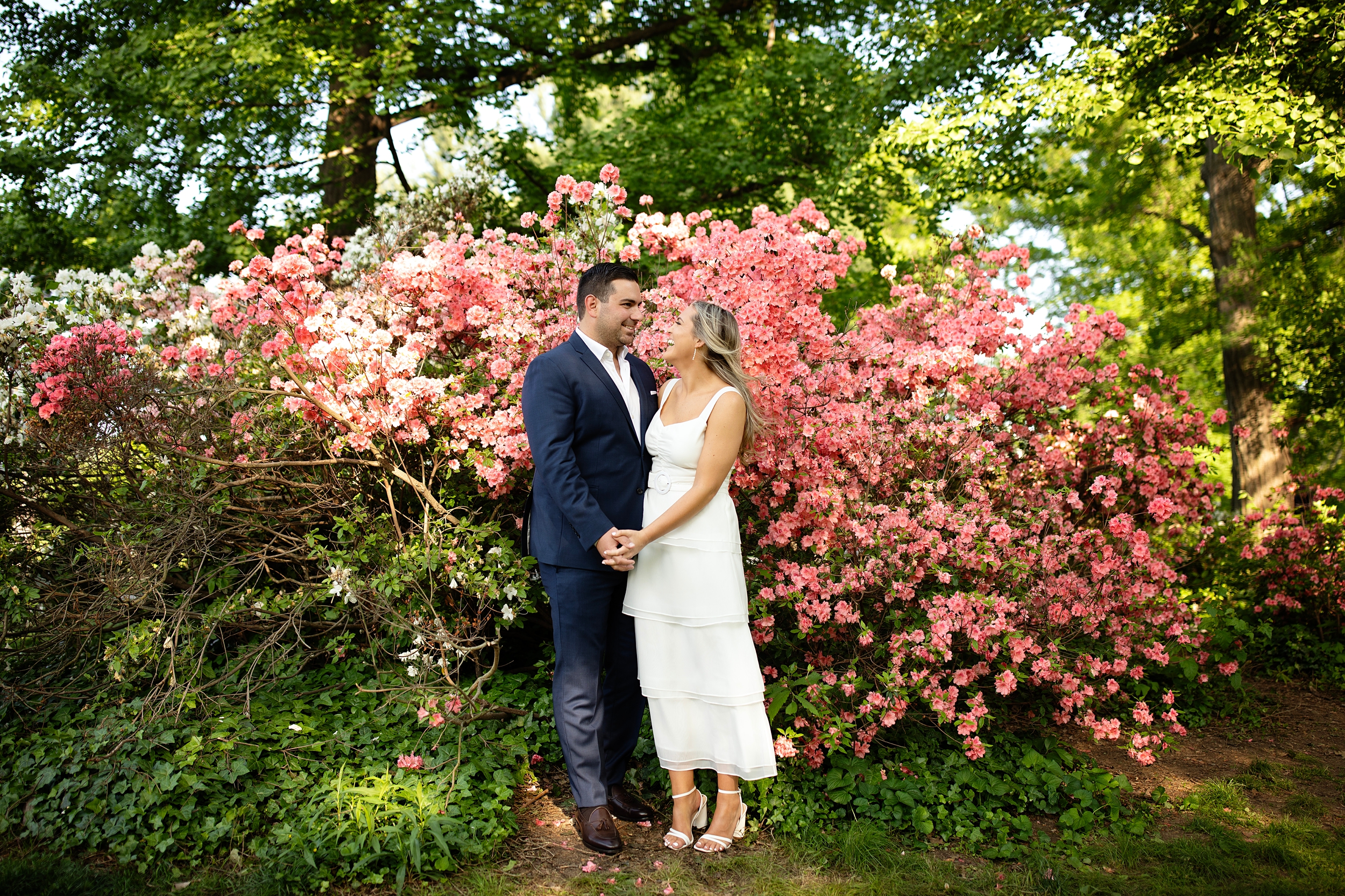 Chic Springtime Engagement Photos in Central Park New York City, captured by NYC Wedding and Engagement Photographers